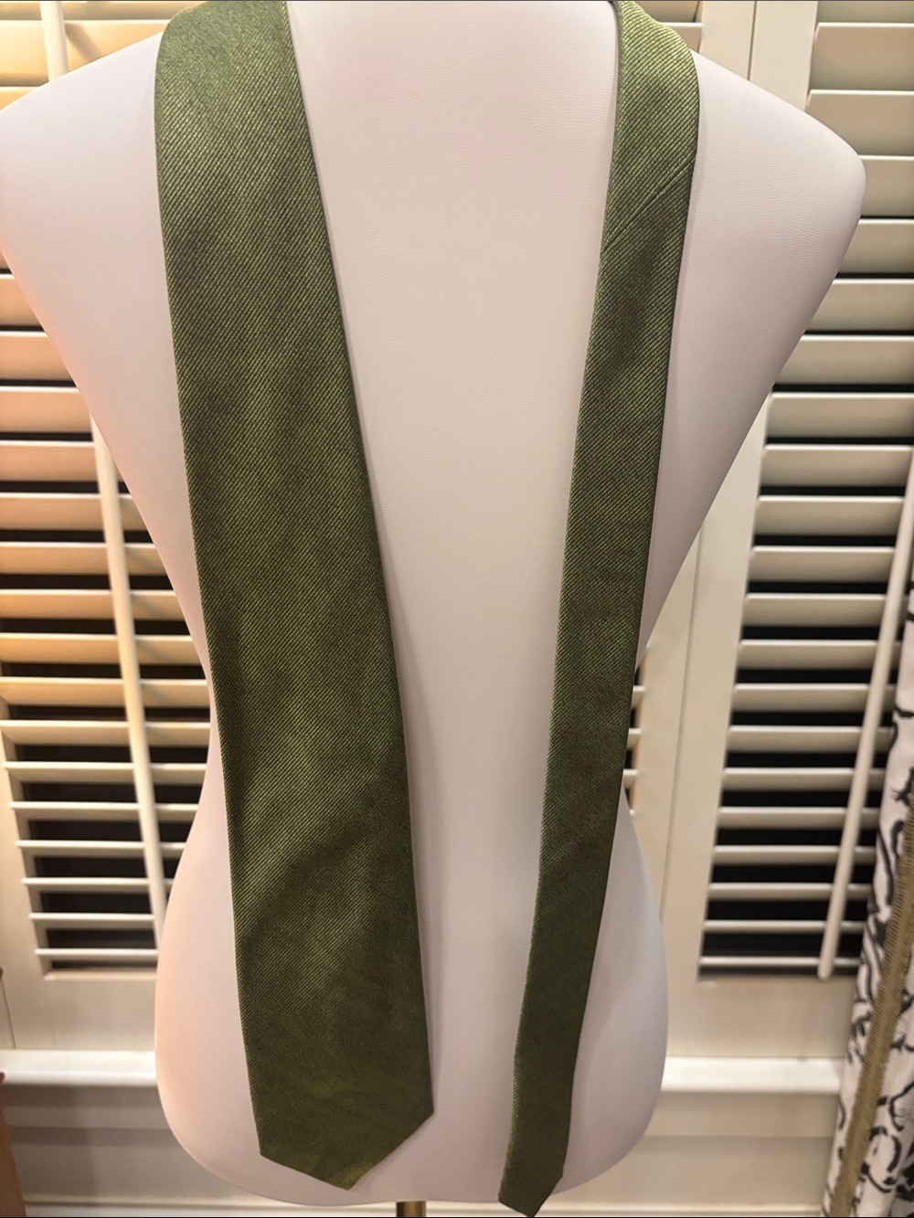 Luciano Barbera Olive Green Solid Silk Tie